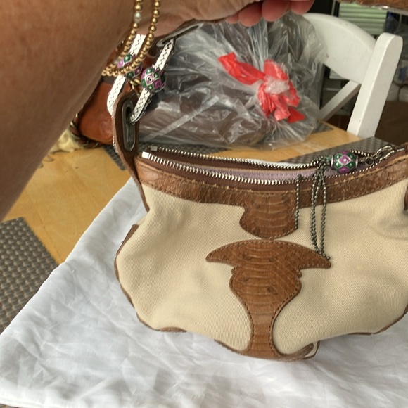 Jimmy Choo mini handbag canvas and leather - Picture 5 of 6